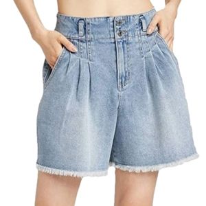 Wild Fable Womens Highest Rise A Line Shorts Size 16 Blue Raw Hem Pleated‎
